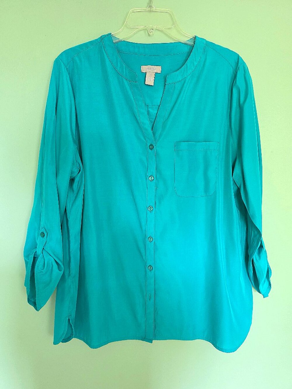 Chicos long sleeve roll-tab tunic blouse Size 2 / Large